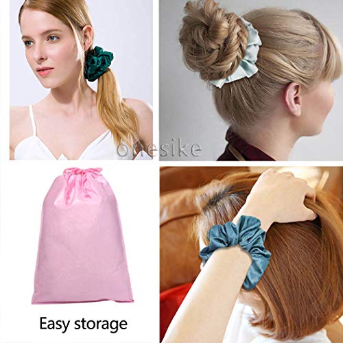 40 Piezas Scrunchies de Satén para Cabello, Glossy Hair Scrunchies Lazos Elásticos de Satén para el Cabello Ponytail Holder Headbands para Mujeres y Niñas, 40 Colores