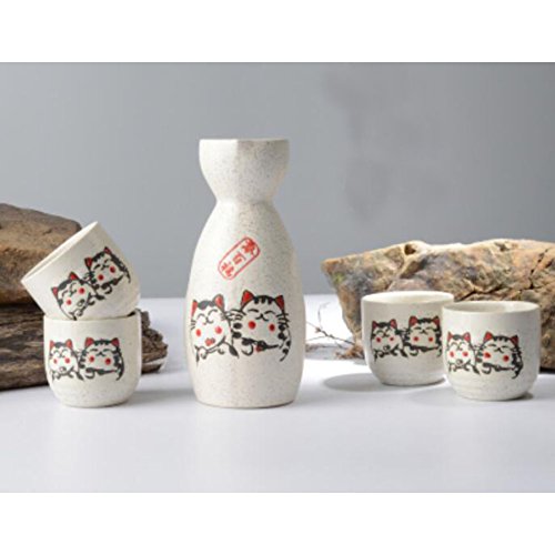 5 PCS licor japonés Sake conjunto de porcelana tradicional vasos de cerámica de artesanía de temperatura de vino copas-A07