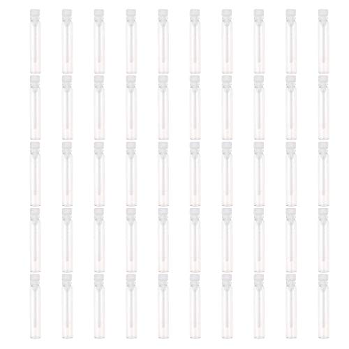 50pcs Frasco de Perfume con Gotero Vacío, Mini Botellas de Muestra para Aceite Esencial, Fragancia - Tapa blanca