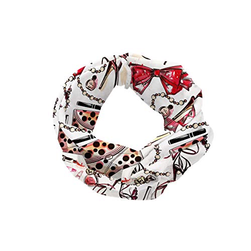 ABAKUHAUS Diadame Moda, Banda Elástica y Suave para Mujer para Deportes y Uso Diario Zapatos femeninos lipstic accesorios Perfume Los productos para la belleza patrón de imagen, Tan negro rosa