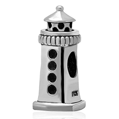 Abalorio de plata de ley 925 para pulsera Pandor, diseño de torre de faro