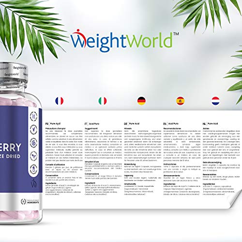 Acai Berry Cápsulas Dosis Alta 2600mg 120 Cápsulas - Suplemento Para Adelgazar, Potente Diurético Antioxidante, Mejora Sistema Inmunólogico, Fuente de Vitamina C y Omega 6 y 9, Controla Colesterol