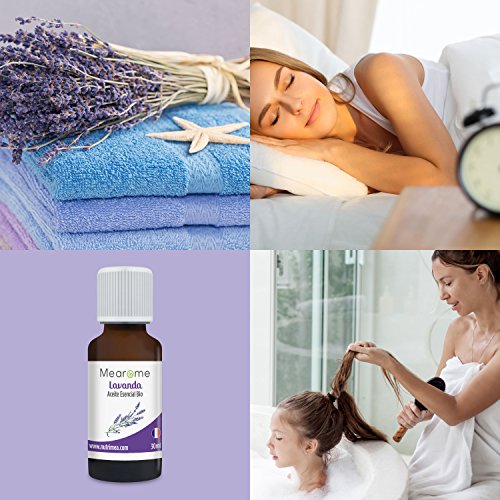Aceite Esencial de Lavanda Puro 30 ml, 100% Natural y Bio | Antiséptico Favorece el Sueño Relajación Masajes Terapéuticos | Ideal para Humidificador Ultrasónico Aromaterapia | Fabricado en Francia