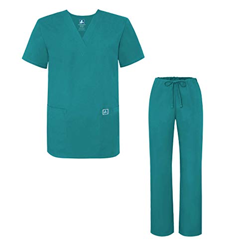 Adar Uniformes médicos Unisex - Uniformes médicos Unisex con cordón - 701 - Teal Blue - M