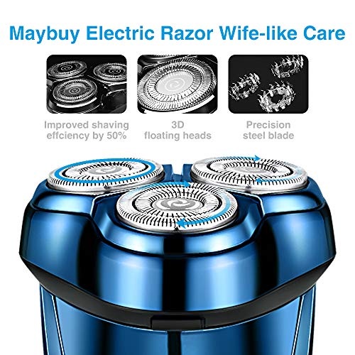 Afeitadora eléctrica para hombres, maquinilla de afeitar eléctrica rotativa recargable por USB con recortadora emergente y pantalla LCD, recortadora de barba profesional para hombres,Maybuy3069