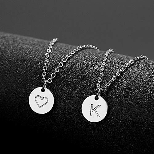 AFSTALR Colgantes Iniciales Mujer Plata Collar Letras F con Corazón Nombre Redondo Personalizado Letras Joyería Regalo de Cumpleaños