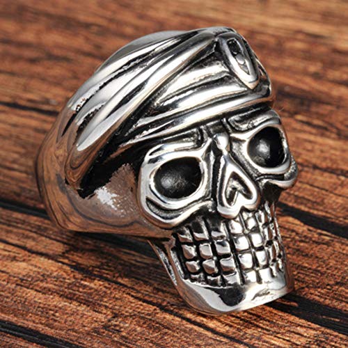Amody Anillos de Acero Inoxidable para Hombres joyería de los Hombres Soldado Americano Anillo US Army Skull Silver Anillos góticos Tamaño 17