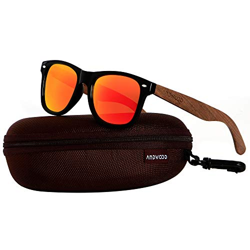ANDWOOD Gafas De Sol De Madera Polarizadas Mujer Hombres Protección Contra Rayos Ultravioleta Marco De Bambú
