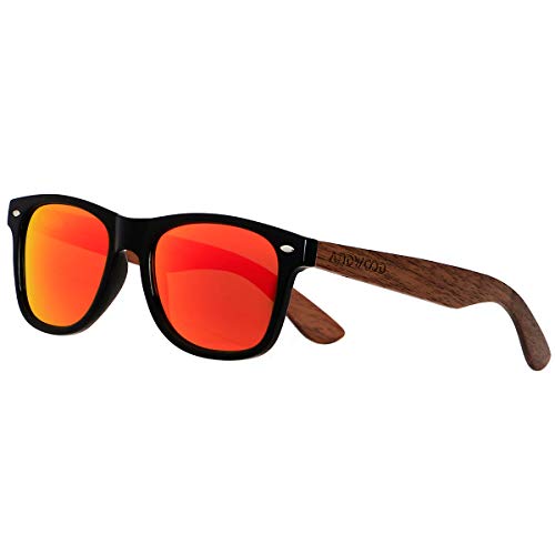 ANDWOOD Gafas De Sol De Madera Polarizadas Mujer Hombres Protección Contra Rayos Ultravioleta Marco De Bambú