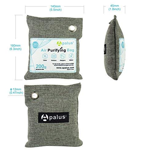 Apalus ® Bolsa de Carbón Activo De Bambú, Deshumidificador Y Purificador De Aire. Ambientador Natural Eficaz y Desodorante para Eliminar los Olores De Armario, Cocina, Zona de Mascotas, (200Gx2)