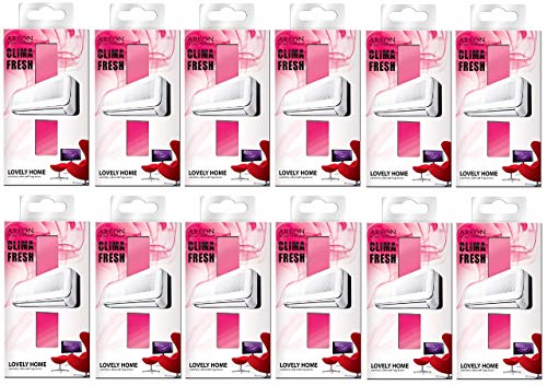 Areon Clima Fresh Ambientador Hermosa Casa Aire Acondicionado Rojo Original Perfume Hogar Salón Habitación Oficina Tienda Duradero Moderno Olor ( Lovely Home Pack de 12 )