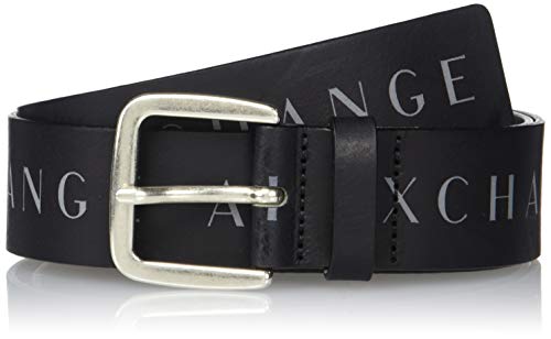 Armani Exchange Allover Print Cinturón, Negro (Negro/Black 00020), 100 (Talla del fabricante: 32) para Hombre