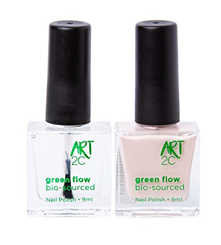 Art 2C - Esmalte de uñas puro con fórmula 85 % ecológica y vegana, paquete de 2 productos: 1 base/acabado y 1 esmalte color nude, 2 x 9 ml
