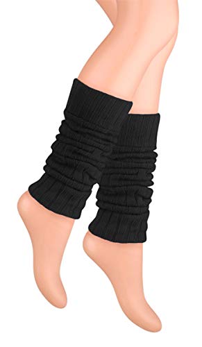 Ateena - Calentadores de piernas de lana, cálidos y cómodo, de varios colores, regalo perfecto para el invierno Negro Negro ( Talla única