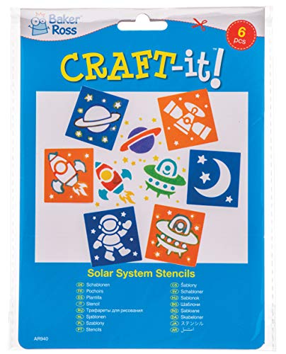 Baker Ross- Plantillas del Sistema Solar (Pack de 6) para manualidades infantiles