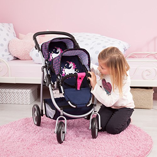 Bayer Design- Silla Gemelar Juguete Jogger, Cochecito de Muñeca, Color: Azul/Rosa (26554AA)