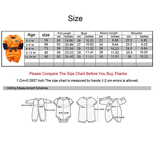 Beal Shopping - Mono de manga larga para bebé, diseño de Goku -  Naranja -  9- 12 meses