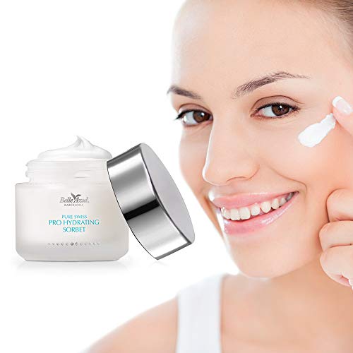 Belle Azul - PURE SWISS Gel crema Facial de Día ligera Antiedad, Enriquecida con Ácido Hialurónico y Vitamina C, Hidratante y nutritiva, todo tipo de pieles, acabado no graso y refrescante, 50ml