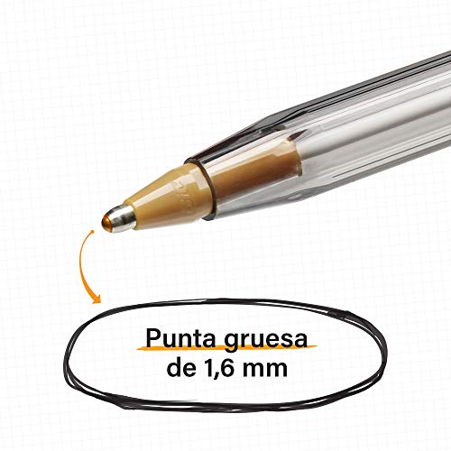 BIC Cristal Fun bolígrafos Punta Ancha (1,6 mm) – Blíster de 4 unidades, Multicolor