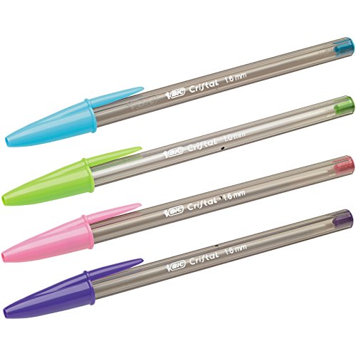 BIC Cristal Fun bolígrafos Punta Ancha (1,6 mm) – Blíster de 4 unidades, Multicolor