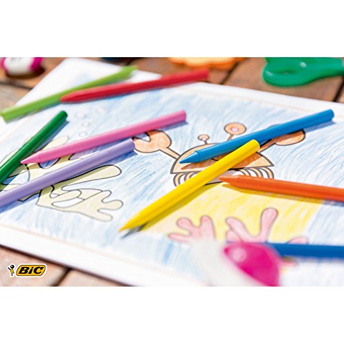 BIC Kids Plastidecor - Blíster de 18 unidades, ceras para colorear, colores surtidos