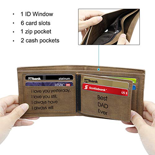 Billetera personalizable con foto para hombre, grabado en tres espacios, ideal como regalo de Navidad, personalizable con foto, iniciales. nombre o dedicatoria Marrón marrón claro Medium