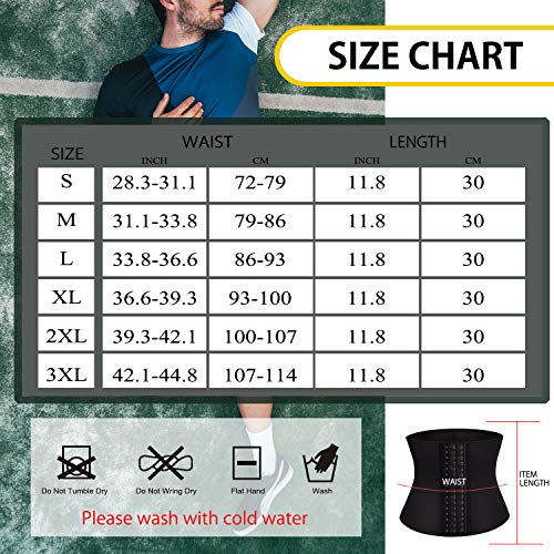 Bingrong Faja Reductora Adelgazante Hombres Faja Reductora Cinturón Lumbar Abdomen Ajustable para Deporte Fitness Efecto Sauna para la Quema de Grasa (Negro, XL)