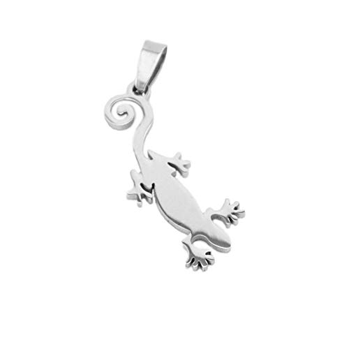 blackama Cemento colgante Acero Inoxidable Gecko Lagarto Lagarto piel Cadena Cinta Collar Mujer, plata