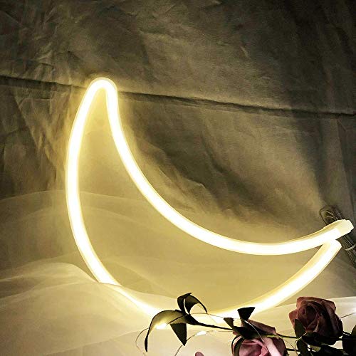 Blanco cálido Luna Luna luz de neón de neón del LED en forma de signo ligera de la decoración decoración de la pared de la batería/USB Operado pared de luz de neón de la boda de la fiesta de cumple