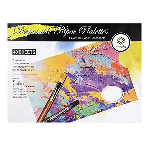 Bloc de 40 paletas desechables para pintura, 23cm x 30,5cm (9x12 pulgadas)