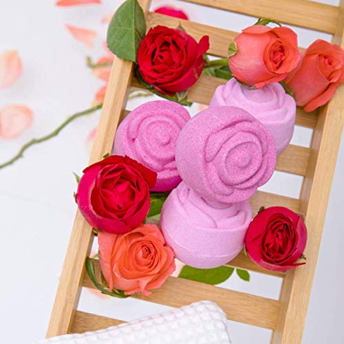 Body & Earth Set de Bombas de Baño de 6 Piezas, Bolas de Baño a Rosa, Set de Regalo de Spa, Regalos Originales para Mujer, Para Día de la Madre, Día de San Valentín, Navidad y Cumpleaños