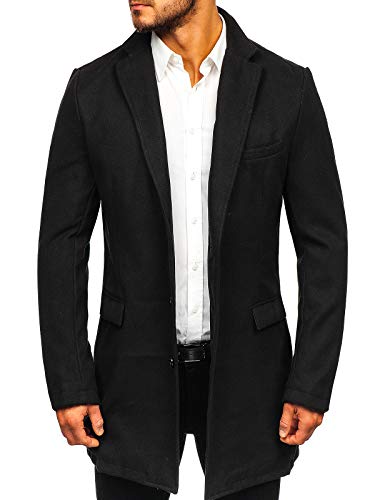 BOLF Hombre Abrigo Botonadura Sencilla J.Boyz 1047 Negro M [4D4]