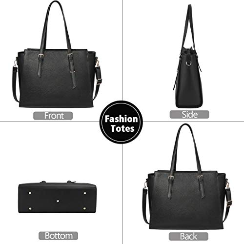 Bolso Mujer Bolso Universidad Mujer Bolso para Portatil 15.6 Pulgadas Grande Impermeable Bolso Shopper Mujer Cuero PU Bolso Shopper Bolsa Negro