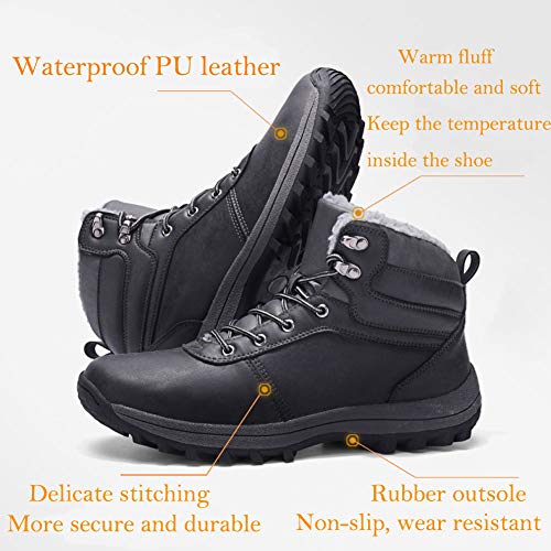 Botas de Nieve Hombre Impermeable Botas de Invierno Antideslizante Calientes Botines Sneakers Marrón 42