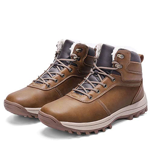 Botas de Nieve Hombre Impermeable Botas de Invierno Antideslizante Calientes Botines Sneakers Marrón 42
