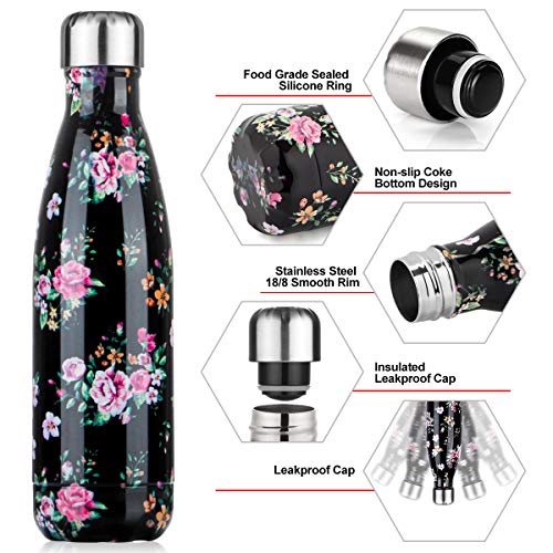 Botella de Agua de acero inoxidable sin BPA-500/750/1000 ml Botella Termica aisladas al vacío Botellas de doble pared reutilizable Mantiene bebidas 24h frías y 12h Calientes para Viaje, Deporte