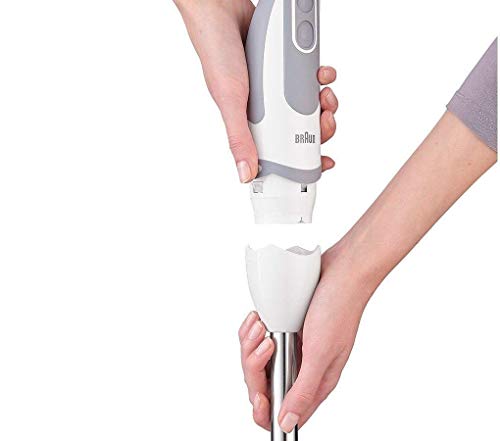 Braun Minipimer 5200 - Batidora de mano, 1000 W, 21 velocidades y función turbo, anti-salpicuduras, Powerbell Plus, incluye vaso medidor 600ml, Color blanco