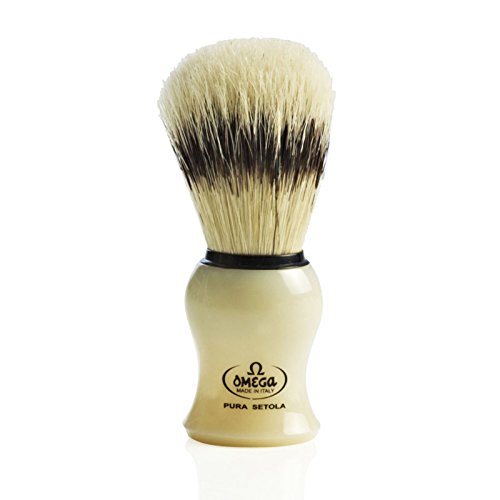 Brocha de Afeitar Cerda Omega Marfil con Soporte