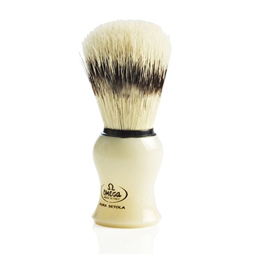 Brocha de Afeitar Cerda Omega Marfil con Soporte