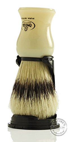 Brocha de Afeitar Cerda Omega Marfil con Soporte