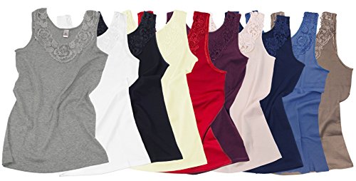 Camiseta para mujer, de algodón peinado con encaje extragrande, sin costuras laterales gris 50