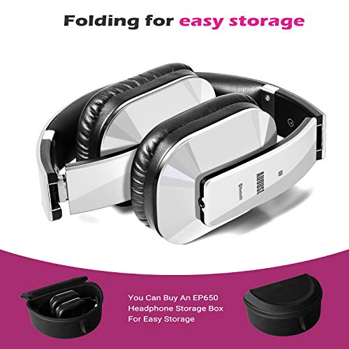 Cascos Inalámbrico con aptX Baja Latencia, Auriculares Bluetooth de Diadema Plegable August EP650 con Micrófono, NFC Auriculares Estéreo Inalámbricos para TV, Móvil, PC - Autonomía 15 Horas