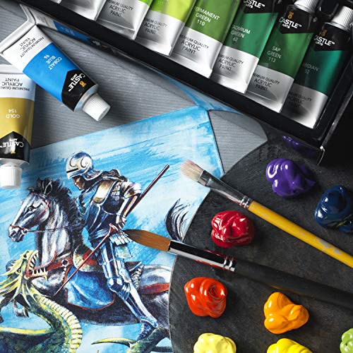 Castle Art Supplies Set de pintura acrílica, 48 piezas de colores vibrantes en grandes tubos de 22ml. Set de acrílico para artistas, principiantes, adultos y niños