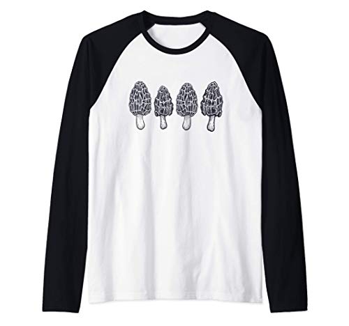 Cazador de morillas Vintage Retro Champiñones Camiseta Manga Raglan