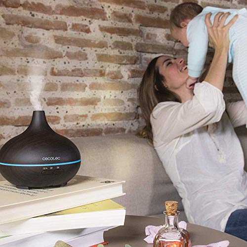 Cecotec Pure Aroma 150 Yin. Humidificador ultrasónico y difusor de aroma 150 ml. Temporizador 3 horas. 7 colores led. Función aromaterapia. Ultra silencioso.