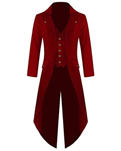 Chaqueta Retro de Mujer Steampunk de Abrigo Largo Gótico Elegantes Esmoquin Rojo S