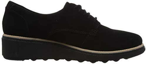 Clarks Sharon Noel, Zapatos de Cordones Derby para Mujer, Negro (Black Nubuck), 41 EU