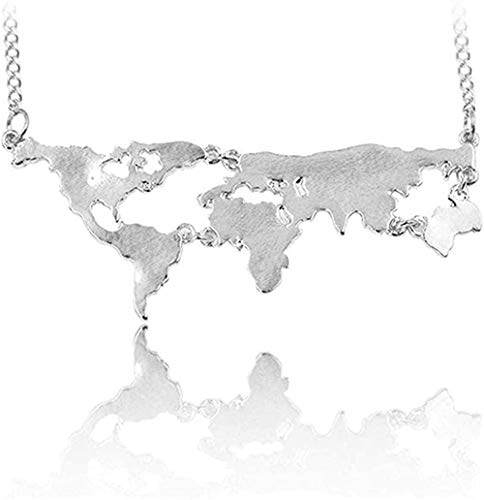 Collar Composición de Mapa del Mundo Collares Colgantes Continentes del Mundo exagerados Collar Hombres Mujeres Regalo para Profesor de geografía Estudiante Niño