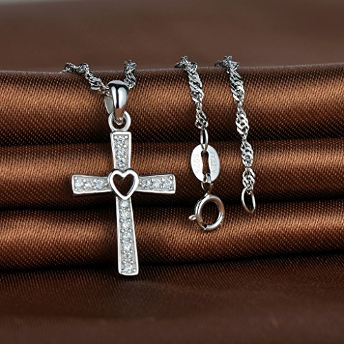 Collares Mujer - Infinito U Collares Cruz Corazon de Plata y Diamanta Colgante con Cadena