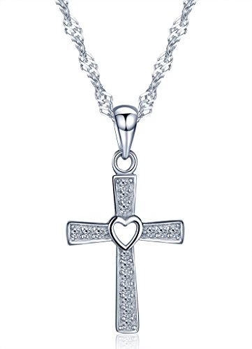 Collares Mujer - Infinito U Collares Cruz Corazon de Plata y Diamanta Colgante con Cadena